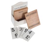 DIKACA Vintage Wooden Block Perpetual Calendar Manual Date Display for Desk and Table Solid Wood Desk Calendar with Space-saving Design Rustic Decoration for Home and Office