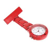 DIKACA Women’s Nurse Fob Watch Red Plastic Clip-on Hanging Nursing Pocket Watch Digital Dial for Medical Staff and Students
