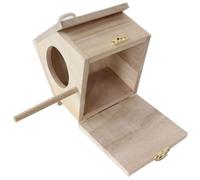 DIKACA Wooden Birdhouse Premium Wood Hanging Nest Box with Perching Pole for Birds Parrots Larks Birds Outdoor Garden Roosting Shelter with Easy Clean Opening