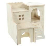 DIKACA Wooden Hamster Cabin Bedroom Cute Guinea Pig Hideout Small Animals Hiding House for Hamster Cage Pet Enclosure