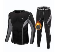 DIKAMEN Men's Thermal Underwear Fleece Lined Performance Fleece Tactical Sports Shapewear Thermal Set, Black01, Large