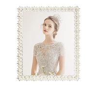 DIKAR 8x10 Wedding Picture Frame, Pearls Diamond Picture Frame for Metal Frame with Glass Front, Tabletop and Wall Art Display Wedding Photo Frame for Wedding Gifts