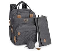 Dikaslon Baby Changing Bag Backpack, Large Nappy Bag for Mum and Dad, Grey