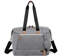 Dikaslon Baby Changing Bag, Large Nappy Bags for Mom and Dad, Stylish Travel Tote with Pacifier Holder and Changing Mat（Grey）