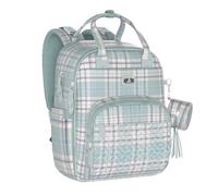 Dikaslon Changing Bag Backpack, Large Nappy Back Pack Multifunction Baby Bags with Portable Changing Mat, Pacifier Holder, and Stroller Straps, for Mom and Dad, Green-Pink Striped
