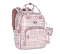 Dikaslon Changing Bag Backpack, Large Nappy Back Pack Multifunction Baby Bags with Portable Changing Mat, Pacifier Holder, and Stroller Straps, for Mom and Dad, Pink-Striped