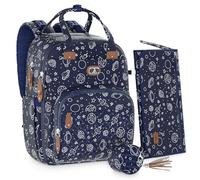 Dikaslon Changing Bag Backpack, Large Nappy Back Pack Multifunction Baby Bags with Portable Changing Mat, Pacifier Holder, and Stroller Straps, for Mom and Dad, Starry Voyage Navy