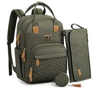 Dikaslon Large Diaper Bag Backpack with Changing Mat and Pacifier Holder for Baby Boys and Girls, Stroller Straps - Maternity Bag for Mom or Dad (Green)