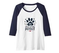 Dike Paws-itively Perfect Dog Lover Pet Paw Raglan Baseball Tee, Women, Navy/White, L