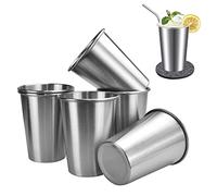 DIKEBAO 6Pcs Stainless Steel Cup 350ml Reusable Metal Beer Tumbler Stackable Drinking Cups Shatterproof Metal Tumbler Drinking Glass for Party Camping Travel Hiking Kids and Adult, 8 Oz,Silver