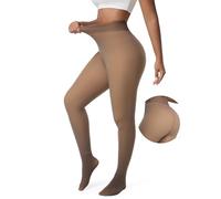 DIKER Fleece Lined Tights for Women - High Waist Thermal Tights Super Stretchy Cosy Warm Pantyhose Women Tall Version Available, Brown