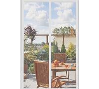 DIKER Fly Screens Doors Nets Patio Curtain Insect Mesh for Keeping Out Flies & Bug, Flyscreen French Doors, Mosquito Double Door Magnetic ScreenFly Doors(100x220cm, White)