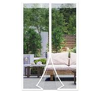 DIKER Magnetic Fly Screen Door, Fly Nets for Doors 100 X 220cm, Door Fly Screen, Screen Mesh Insect Protection Door No Gap, Easy to Install Without Drilling, Keep Bugs Out Lets Fresh Air in, White