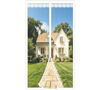 DIKER Magnetic Fly Screen Door, Fly Nets for Doors 110 X 220cm, Door Fly Screen, Screen Mesh Insect Protection Door No Gap, Easy to Install Without Drilling, Keep Bugs Out Lets Fresh Air in, White