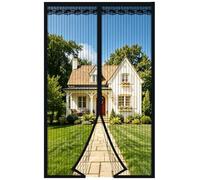 DIKER Magnetic Fly Screen Door, Fly Nets for Doors 90 X 210cm, Door Fly Screen, Screen Mesh Insect Protection Door No Gap, Easy to Install Without Drilling, Keep Bugs Out Lets Fresh Air in, Black