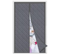 DIKER Magnetic Thermal Insulated Door Curtain 120x200 CM, Thermal Door Curtains for Winter, Windproof Soundproofing Curtain, Cold and Noise Proof, Oxford Cloth with Polyester Cotton, Grey