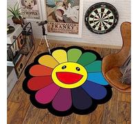 DIKFENS 40Inch Takashi Murakami Rug - Flower Design, Soft and Durable Material for Home Decor and Office Use by Takashi Murakami (Color : 02, Size : 40X40inch(100x100cm))