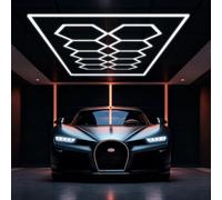 DIKHEE 608W Hexagon LED Garage Light 54720LM Ultra-Bright 6500K Hexagon LED Light Garages with Rectangle Frame 10Grid Honeycomb&4 Quadrilateral Hex Led Lights for Garage,Car Detailing Shop, Warehouse