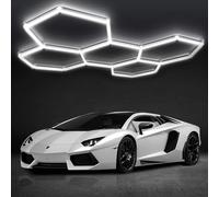 DIKHEE LED Hexagon Light,5-HEX 192W 6500K Daylight White, Linkable Plug-in Ceiling Light for Garage Workshop Basement Gym Warehouse
