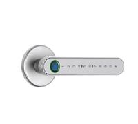 DIKKAC Smart Lock, Smart Fingerprint Door Lock Handle with Password Bluetooth Key Swipe Card Remote Unlock Four Ways to Open(Silver)