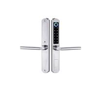DIKKAC Smart Lock, Stainless Steel Waterproof Biometric Fingerprint Door Lock Electronic Smart RFID Card for Aluminum Glass(2885 Silver)