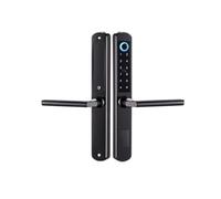 DIKKAC Smart Lock, Stainless Steel Waterproof Biometric Fingerprint Door Lock Electronic Smart RFID Card for Aluminum Glass(3585 Black)