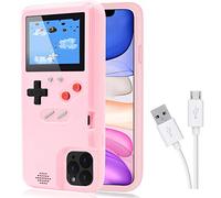 DIKKAR Game Case for iPhone, Retro Protective Case with Own Power Supply, 36 Funny Mini Games, Colour Display, Video Game Case for iPhone 14 (Pink)