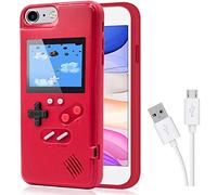 DIKKAR Game Case for iPhone, Retro Protective Case with Own Power Supply, 36 Small Games, Colour Display, Video Game Case for iPhone 6Plus/6sPlus/7Plus/8Plus (Red)