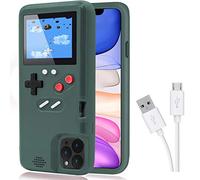 DIKKAR Game Case for iPhone, Retro Protective Case with Own Power Supply, 36 Small Games, Colour Display, Video Game Case for iPhone 11 (Green)
