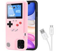 DIKKAR Game Case for iPhone, Retro Protective Case with Own Power Supply, 36 Small Games, Colour Display, Video Game Case for iPhone 11 Pro (Pink)