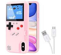 DIKKAR Game Case for iPhone, Retro Protective Case with Own Power Supply, 36 Small Games, Colour Display, Video Game Case for iPhone X/Xs (Pink)