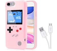 DIKKAR Game Case for iPhone, Retro Protective Case with Own Power Supply, 36 Small Games, Colour Display, Video Game Case for iPhone 6/6s/7/8/SE2 (Pink)