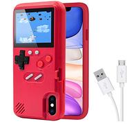 DIKKAR Game Console Case for iPhone, Retro Protective Cover Self-Powered Case with 36 Small Games,Full Color Display,Video Game Case for iPhone Xs Max (Red)