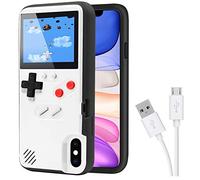 DIKKAR Game Console Case for iPhone, Retro Protective Cover Self-Powered Case with 36 Small Games,Full Color Display,Video Game Case for iPhone X/Xs (White)