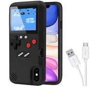 DIKKAR Game Console Case for iPhone, Retro Protective Cover Self-Powered Case with 36 Small Games,Full Color Display,Video Game Case for iPhone X/Xs (Black)