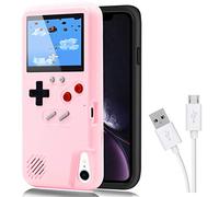 DIKKAR Game Console Case for iPhone, Retro Protective Cover Self-Powered Case with 36 Small Games,Full Color Display,Video Game Case for iPhone XR (Pink)