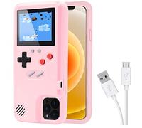 DIKKAR Game Console Case for iPhone, Retro Protective Cover Self-Powered With 36 Small Games, Full Color Display for iPhone 14 Pro Max (Pink)