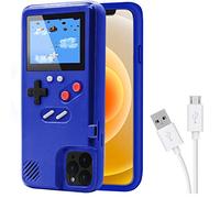 DIKKAR Retro Protective Game Case with Own Power Supply for iPhone, 36 Small Games, Colour Display, Video Game Case for iPhone 12/11/Pro/MAX/12Mini/X/Xs/MAX/Xr/6s/7/8/Plus blue