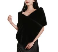 Dikoaina Women's Large Faux Fur Shawl Wraps Stole Cloak Coat Sweater Cape for Evening Party/Bridal/Wedding