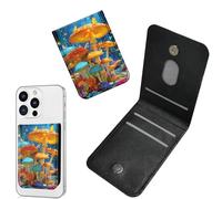 Dikoer 1 Pcs Phone Wallet Stick on, Cell Phone Card Holder Pocket for Back of Phone with PU Leather Design, Credit Card ID Holder Sleeves Sticker for Galaxy Android Smartphone Case, Orange Mushroom