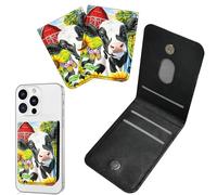 Dikoer 1 Pcs Phone Wallet Stick on, Cell Phone Card Holder Pocket for Back of Phone with PU Leather Design, Credit Card ID Holder Sleeves Sticker for Android Smartphone Case, Pink Cup Book, Farm Cows