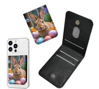 Dikoer 1 Pcs Phone Wallet Stick on, Cell Phone Card Holder Pocket for Back of Phone with PU Leather Design, Credit Card ID Holder Sleeves Sticker for Android Smartphone Case, Pink Wine Cup, Rabbit