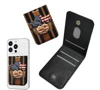 Dikoer 1 Pcs Phone Wallet Stick on, Cell Phone Card Holder Pocket for Back of Phone with PU Leather Design, Credit Card ID Holder Sleeves Sticker for Android Smartphone Case, Holding Cross Hand