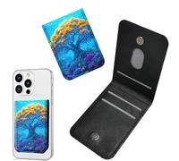 Dikoer 1 Pcs Phone Wallet Stick on, Cell Phone Card Holder Pocket for Back of Phone with PU Leather Design, Credit Card ID Holder Sleeves Sticker for Galaxy Android Smartphone Case, Underwater Tree