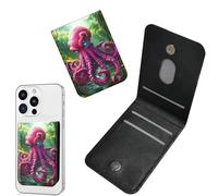 Dikoer 1 Pcs Phone Wallet Stick on, Cell Phone Card Holder Pocket for Back of Phone with PU Leather Design, Credit Card ID Holder Sleeves Sticker for Android Smartphone Case, Pink Wine Cup, Pink