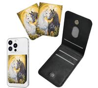 Dikoer 1 Pcs Phone Wallet Stick on, Cell Phone Card Holder Pocket for Back of Phone with PU Leather Design, Credit Card ID Holder Sleeves Sticker for Android Smartphone Case, Yellow, Yellow Background