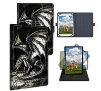Dikoer 10.5" 10.9" 11" 11.5" Universal Case for Kindle/Kobo/Surface/Galaxy/Onn/TCL, Adjustable Silicon Band Shockproof TPU Protective PU Leather Cover for 10.5-11.5 Inch, Gray Dragon
