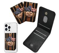 Dikoer 2 Pcs Phone Wallet Stick on, Cell Phone Card Holder Pocket for Back of Phone with PU Leather Design, Credit Card ID Holder Sleeves Sticker for Android Smartphone Case, Holding Cross Hand