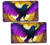 Dikoer 2Pcs TCG Playmat w/Zones for MTG Commander, Purple Feathered Eagle