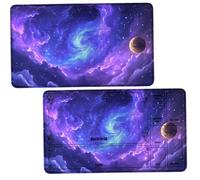 Dikoer 2Pcs TCG Playmat w/Zones for MTG Commander, Purple Starry Sky